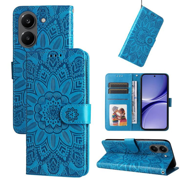 Funda para teléfono de piel con girasoles en relieve, For Redmi 15a 5G, For Redmi Turbo 5 Max 5G / Poco X8 Pro Max 5G, For Redmi Turbo 5 5G / Poco X8 Pro 5G, For Redmi Note 15 Pro+ 5G 163.3mm / Poco M8 Pro 5G                                            ...