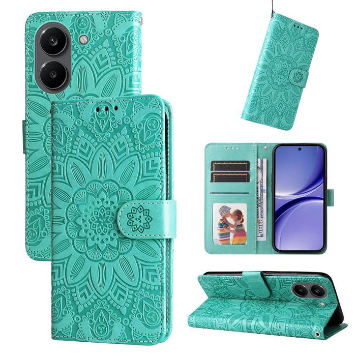 Funda para teléfono de piel con girasoles en relieve, For Redmi 15a 5G, For Redmi Turbo 5 Max 5G / Poco X8 Pro Max 5G, For Redmi Turbo 5 5G / Poco X8 Pro 5G, For Redmi Note 15 Pro+ 5G 163.3mm / Poco M8 Pro 5G                                            ...