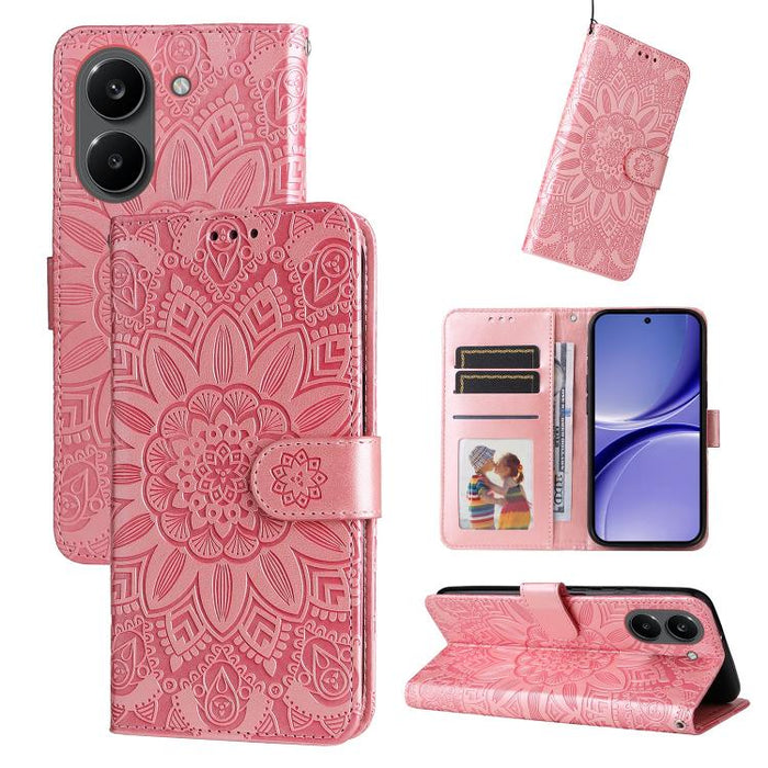 Funda para teléfono de piel con girasoles en relieve, For Redmi 15a 5G, For Redmi Turbo 5 Max 5G / Poco X8 Pro Max 5G, For Redmi Turbo 5 5G / Poco X8 Pro 5G, For Redmi Note 15 Pro+ 5G 163.3mm / Poco M8 Pro 5G                                            ...