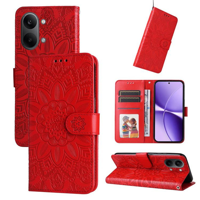 Funda para teléfono de piel con girasoles en relieve, For Redmi 15a 5G, For Redmi Turbo 5 Max 5G / Poco X8 Pro Max 5G, For Redmi Turbo 5 5G / Poco X8 Pro 5G, For Redmi Note 15 Pro+ 5G 163.3mm / Poco M8 Pro 5G                                            ...