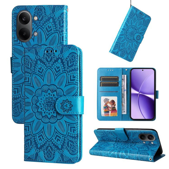 Funda para teléfono de piel con girasoles en relieve, For Redmi 15a 5G, For Redmi Turbo 5 Max 5G / Poco X8 Pro Max 5G, For Redmi Turbo 5 5G / Poco X8 Pro 5G, For Redmi Note 15 Pro+ 5G 163.3mm / Poco M8 Pro 5G                                            ...