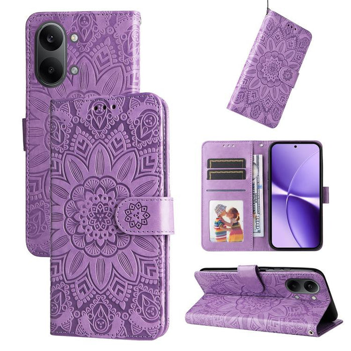 Funda para teléfono de piel con girasoles en relieve, For Redmi 15a 5G, For Redmi Turbo 5 Max 5G / Poco X8 Pro Max 5G, For Redmi Turbo 5 5G / Poco X8 Pro 5G, For Redmi Note 15 Pro+ 5G 163.3mm / Poco M8 Pro 5G                                            ...