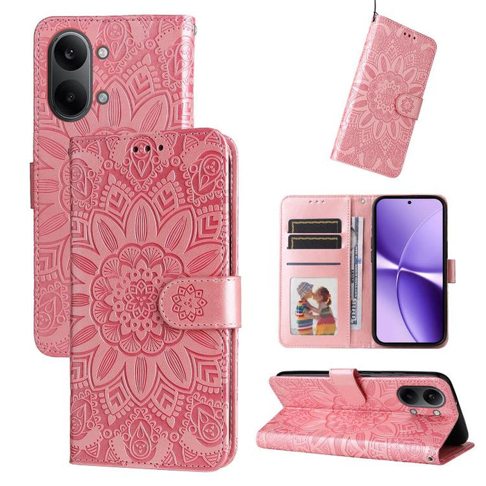 Funda para teléfono de piel con girasoles en relieve, For Redmi 15a 5G, For Redmi Turbo 5 Max 5G / Poco X8 Pro Max 5G, For Redmi Turbo 5 5G / Poco X8 Pro 5G, For Redmi Note 15 Pro+ 5G 163.3mm / Poco M8 Pro 5G                                            ...