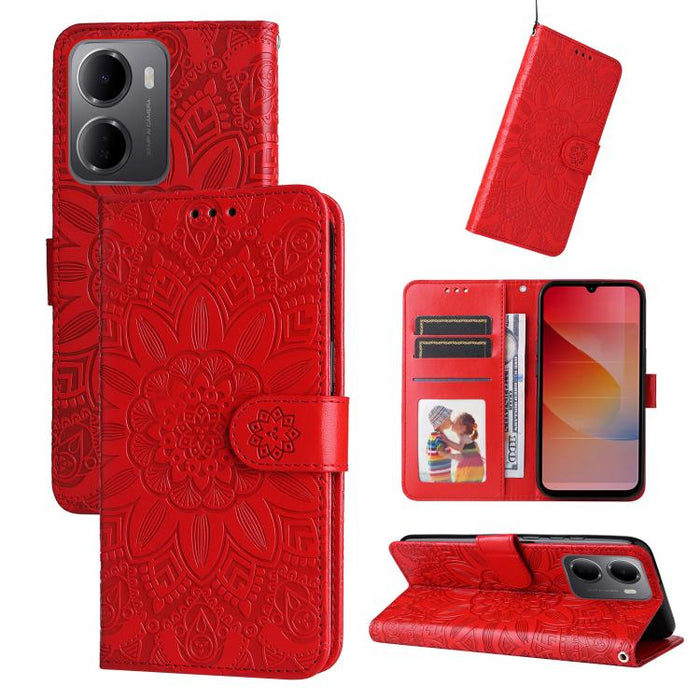 Funda para teléfono de piel con girasoles en relieve, For Redmi 15a 5G, For Redmi Turbo 5 Max 5G / Poco X8 Pro Max 5G, For Redmi Turbo 5 5G / Poco X8 Pro 5G, For Redmi Note 15 Pro+ 5G 163.3mm / Poco M8 Pro 5G                                            ...