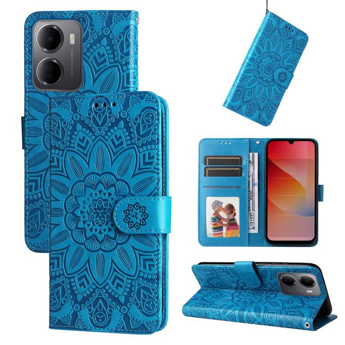 Funda para teléfono de piel con girasoles en relieve, For Redmi 15a 5G, For Redmi Turbo 5 Max 5G / Poco X8 Pro Max 5G, For Redmi Turbo 5 5G / Poco X8 Pro 5G, For Redmi Note 15 Pro+ 5G 163.3mm / Poco M8 Pro 5G                                            ...