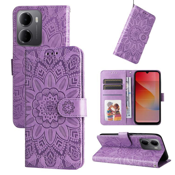 Funda para teléfono de piel con girasoles en relieve, For Redmi 15a 5G, For Redmi Turbo 5 Max 5G / Poco X8 Pro Max 5G, For Redmi Turbo 5 5G / Poco X8 Pro 5G, For Redmi Note 15 Pro+ 5G 163.3mm / Poco M8 Pro 5G                                            ...