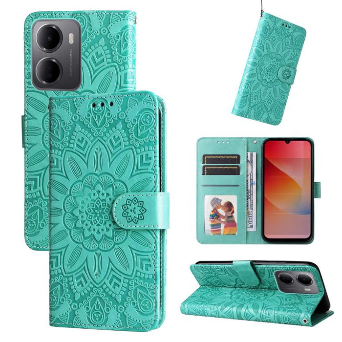 Funda para teléfono de piel con girasoles en relieve, For Redmi 15a 5G, For Redmi Turbo 5 Max 5G / Poco X8 Pro Max 5G, For Redmi Turbo 5 5G / Poco X8 Pro 5G, For Redmi Note 15 Pro+ 5G 163.3mm / Poco M8 Pro 5G                                            ...