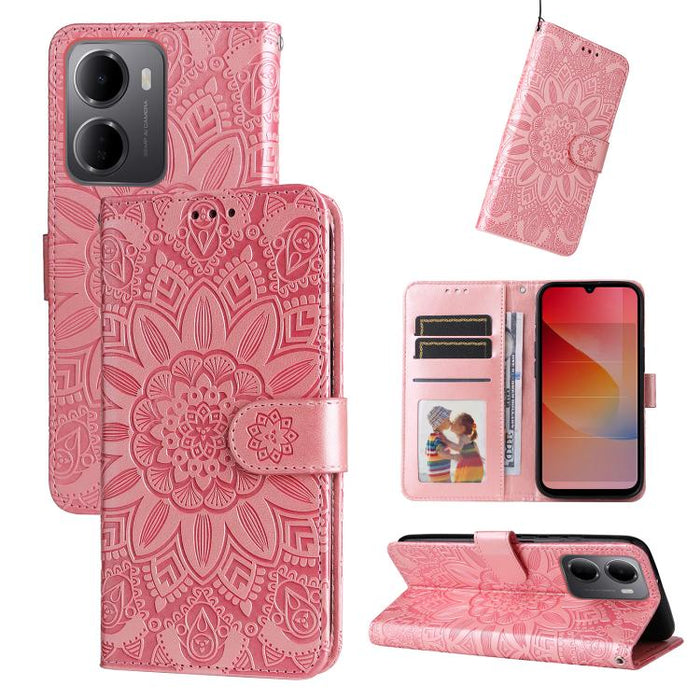 Funda para teléfono de piel con girasoles en relieve, For Redmi 15a 5G, For Redmi Turbo 5 Max 5G / Poco X8 Pro Max 5G, For Redmi Turbo 5 5G / Poco X8 Pro 5G, For Redmi Note 15 Pro+ 5G 163.3mm / Poco M8 Pro 5G                                            ...