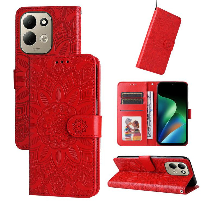 Funda para teléfono de piel con girasoles en relieve, For Redmi 15a 5G, For Redmi Turbo 5 Max 5G / Poco X8 Pro Max 5G, For Redmi Turbo 5 5G / Poco X8 Pro 5G, For Redmi Note 15 Pro+ 5G 163.3mm / Poco M8 Pro 5G                                            ...
