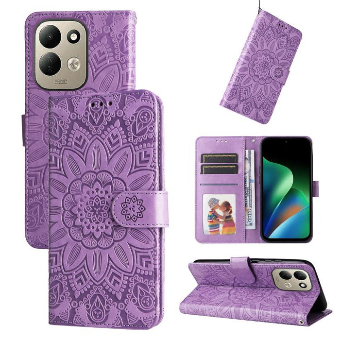 Funda para teléfono de piel con girasoles en relieve, For Redmi 15a 5G, For Redmi Turbo 5 Max 5G / Poco X8 Pro Max 5G, For Redmi Turbo 5 5G / Poco X8 Pro 5G, For Redmi Note 15 Pro+ 5G 163.3mm / Poco M8 Pro 5G                                            ...