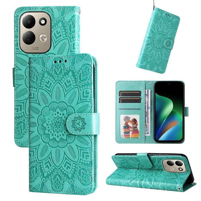 Funda para teléfono de piel con girasoles en relieve, For Redmi 15a 5G, For Redmi Turbo 5 Max 5G / Poco X8 Pro Max 5G, For Redmi Turbo 5 5G / Poco X8 Pro 5G, For Redmi Note 15 Pro+ 5G 163.3mm / Poco M8 Pro 5G                                            ...