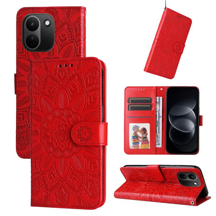 Funda para teléfono de piel con girasoles en relieve, For Redmi 15a 5G, For Redmi Turbo 5 Max 5G / Poco X8 Pro Max 5G, For Redmi Turbo 5 5G / Poco X8 Pro 5G, For Redmi Note 15 Pro+ 5G 163.3mm / Poco M8 Pro 5G                                            ...