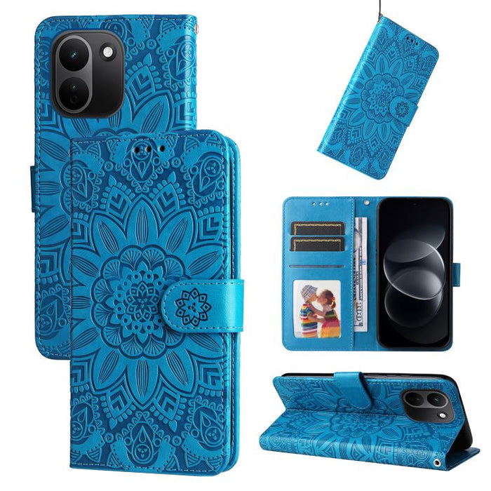 Funda para teléfono de piel con girasoles en relieve, For Redmi 15a 5G, For Redmi Turbo 5 Max 5G / Poco X8 Pro Max 5G, For Redmi Turbo 5 5G / Poco X8 Pro 5G, For Redmi Note 15 Pro+ 5G 163.3mm / Poco M8 Pro 5G                                            ...