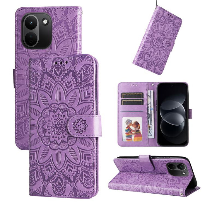 Funda para teléfono de piel con girasoles en relieve, For Redmi 15a 5G, For Redmi Turbo 5 Max 5G / Poco X8 Pro Max 5G, For Redmi Turbo 5 5G / Poco X8 Pro 5G, For Redmi Note 15 Pro+ 5G 163.3mm / Poco M8 Pro 5G                                            ...
