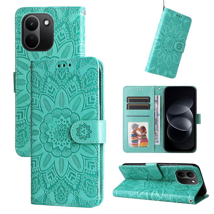 Funda para teléfono de piel con girasoles en relieve, For Redmi 15a 5G, For Redmi Turbo 5 Max 5G / Poco X8 Pro Max 5G, For Redmi Turbo 5 5G / Poco X8 Pro 5G, For Redmi Note 15 Pro+ 5G 163.3mm / Poco M8 Pro 5G                                            ...