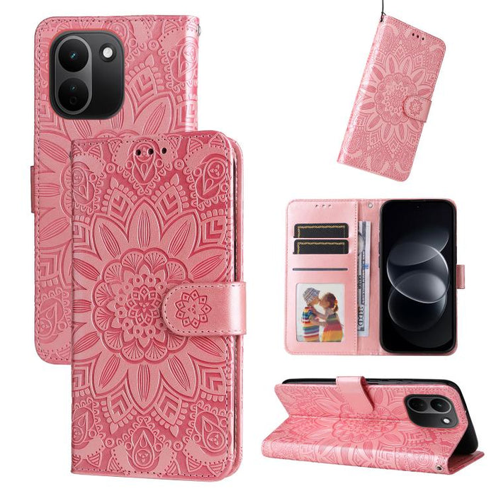 Funda para teléfono de piel con girasoles en relieve, For Redmi 15a 5G, For Redmi Turbo 5 Max 5G / Poco X8 Pro Max 5G, For Redmi Turbo 5 5G / Poco X8 Pro 5G, For Redmi Note 15 Pro+ 5G 163.3mm / Poco M8 Pro 5G                                            ...