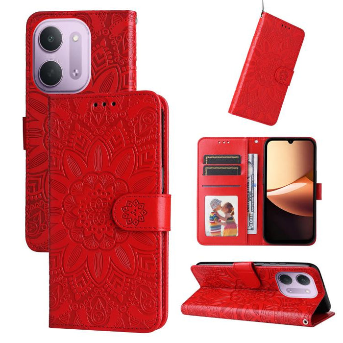 Funda para teléfono de piel con girasoles en relieve, For Redmi 15a 5G, For Redmi Turbo 5 Max 5G / Poco X8 Pro Max 5G, For Redmi Turbo 5 5G / Poco X8 Pro 5G, For Redmi Note 15 Pro+ 5G 163.3mm / Poco M8 Pro 5G                                            ...