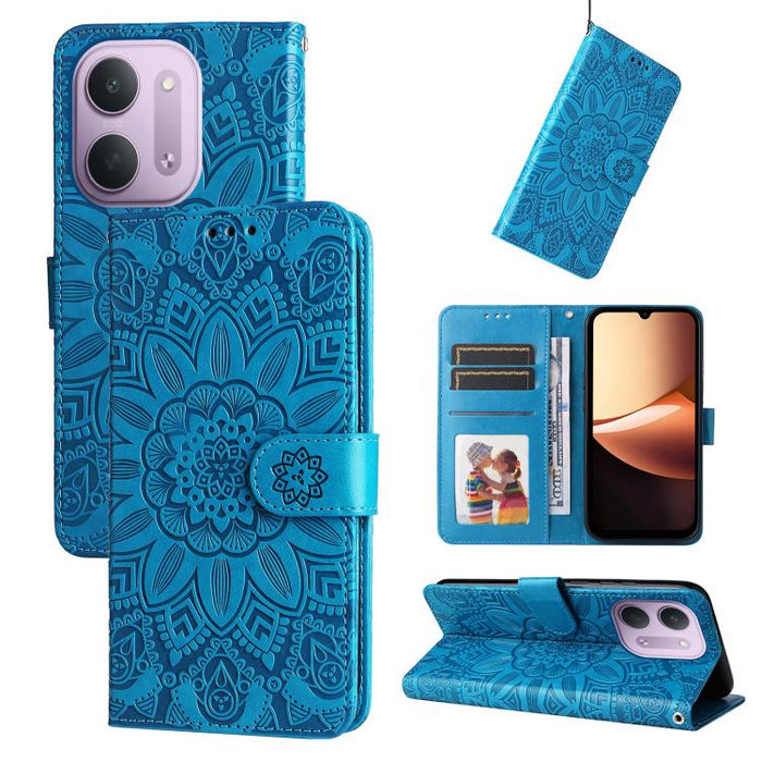 Funda para teléfono de piel con girasoles en relieve, For Redmi 15a 5G, For Redmi Turbo 5 Max 5G / Poco X8 Pro Max 5G, For Redmi Turbo 5 5G / Poco X8 Pro 5G, For Redmi Note 15 Pro+ 5G 163.3mm / Poco M8 Pro 5G                                            ...