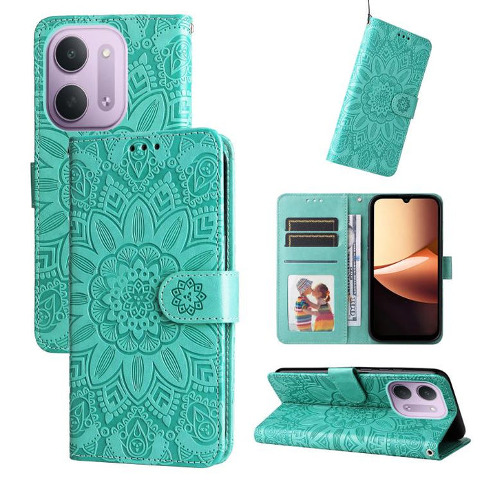 Funda para teléfono de piel con girasoles en relieve, For Redmi 15a 5G, For Redmi Turbo 5 Max 5G / Poco X8 Pro Max 5G, For Redmi Turbo 5 5G / Poco X8 Pro 5G, For Redmi Note 15 Pro+ 5G 163.3mm / Poco M8 Pro 5G                                            ...