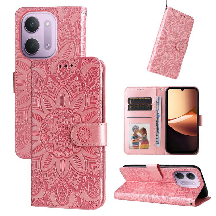 Funda para teléfono de piel con girasoles en relieve, For Redmi 15a 5G, For Redmi Turbo 5 Max 5G / Poco X8 Pro Max 5G, For Redmi Turbo 5 5G / Poco X8 Pro 5G, For Redmi Note 15 Pro+ 5G 163.3mm / Poco M8 Pro 5G                                            ...