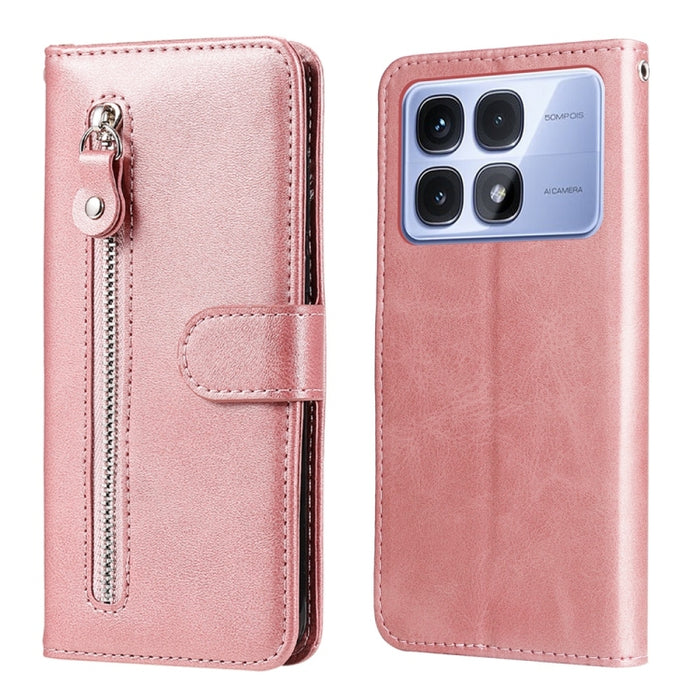 Funda para teléfono de cuero con cremallera y textura de becerro a la moda, For Redmi Note 14 4G 163.25mm Global, For Redmi Note 14 5G, For Redmi Note 14 Pro 5G / Note 14 Pro+ 5G, For Redmi 14C 4G, For Redmi K70 Ultra, For Redmi 13 4G / Redmi Note 13R
