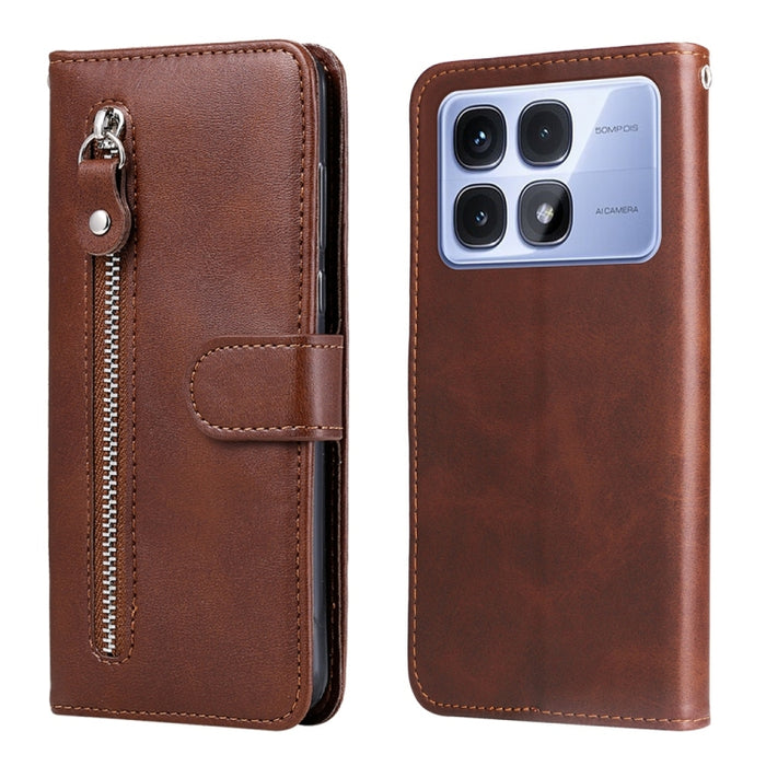 Funda para teléfono de cuero con cremallera y textura de becerro a la moda, For Redmi Note 14 4G 163.25mm Global, For Redmi Note 14 5G, For Redmi Note 14 Pro 5G / Note 14 Pro+ 5G, For Redmi 14C 4G, For Redmi K70 Ultra, For Redmi 13 4G / Redmi Note 13R