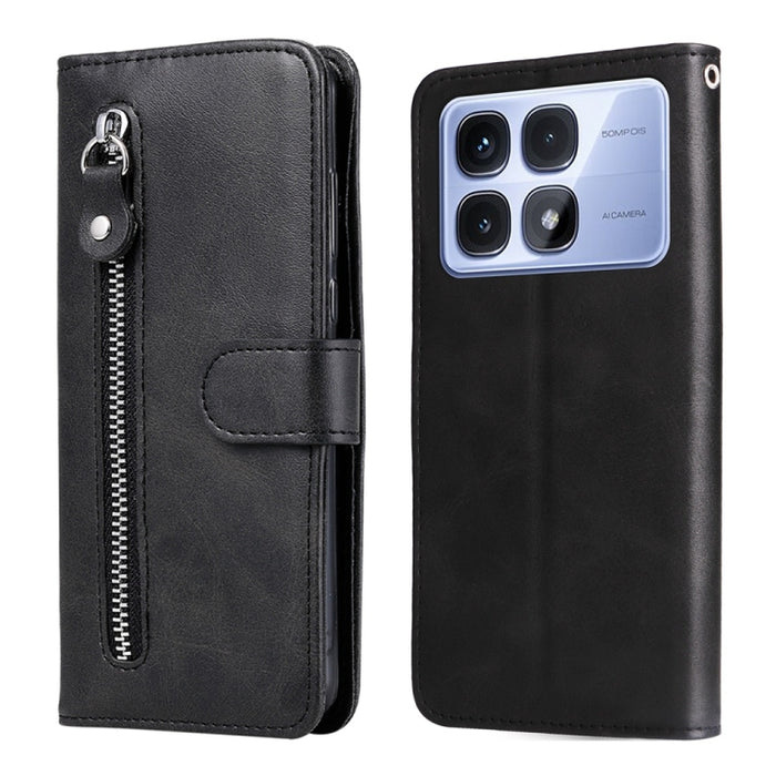 Funda para teléfono de cuero con cremallera y textura de becerro a la moda, For Redmi Note 14 4G 163.25mm Global, For Redmi Note 14 5G, For Redmi Note 14 Pro 5G / Note 14 Pro+ 5G, For Redmi 14C 4G, For Redmi K70 Ultra, For Redmi 13 4G / Redmi Note 13R
