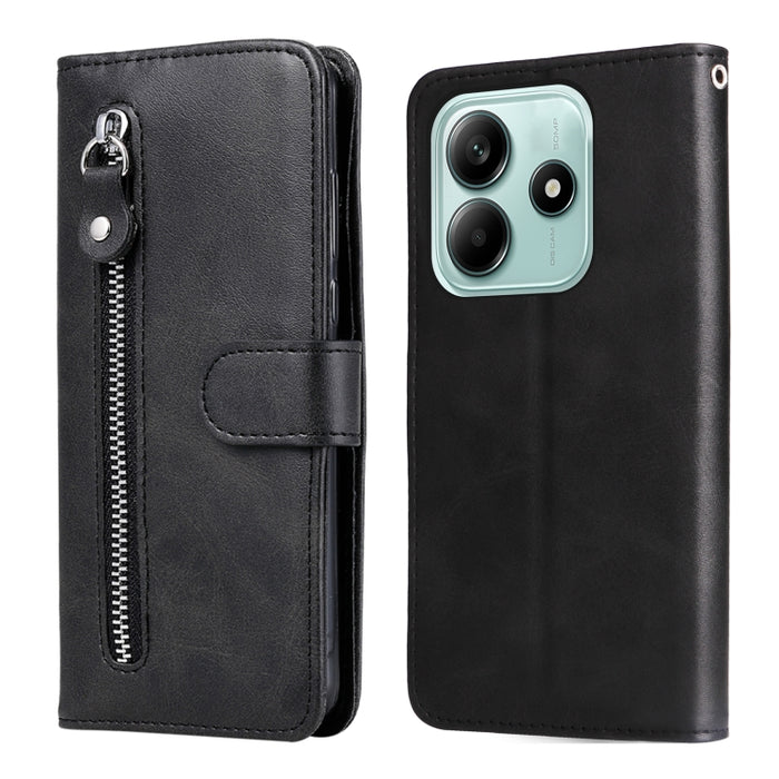 Funda para teléfono de cuero con cremallera y textura de becerro a la moda, For Redmi Note 14 4G 163.25mm Global, For Redmi Note 14 5G, For Redmi Note 14 Pro 5G / Note 14 Pro+ 5G, For Redmi 14C 4G, For Redmi K70 Ultra, For Redmi 13 4G / Redmi Note 13R