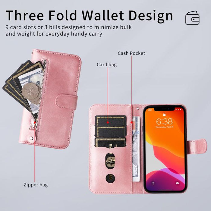 Funda para teléfono de cuero con cremallera y textura de becerro a la moda, For Redmi Note 14 4G 163.25mm Global, For Redmi Note 14 5G, For Redmi Note 14 Pro 5G / Note 14 Pro+ 5G, For Redmi 14C 4G, For Redmi K70 Ultra, For Redmi 13 4G / Redmi Note 13R