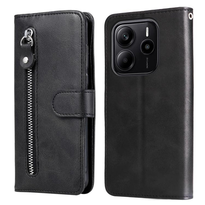 Funda para teléfono de cuero con cremallera y textura de becerro a la moda, For Redmi Note 14 4G 163.25mm Global, For Redmi Note 14 5G, For Redmi Note 14 Pro 5G / Note 14 Pro+ 5G, For Redmi 14C 4G, For Redmi K70 Ultra, For Redmi 13 4G / Redmi Note 13R