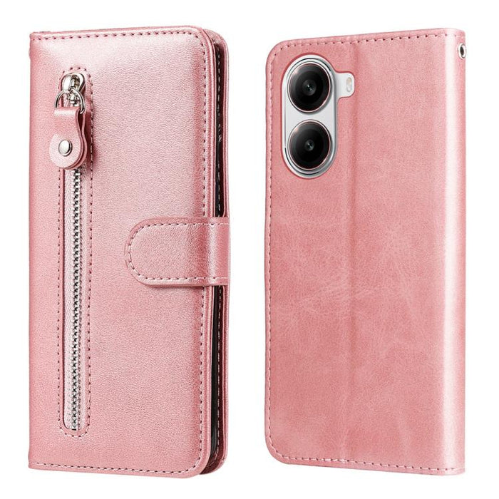 Funda para teléfono de cuero con cremallera y textura de becerro a la moda, For Redmi Note 14 4G 163.25mm Global, For Redmi Note 14 5G, For Redmi Note 14 Pro 5G / Note 14 Pro+ 5G, For Redmi 14C 4G, For Redmi K70 Ultra, For Redmi 13 4G / Redmi Note 13R