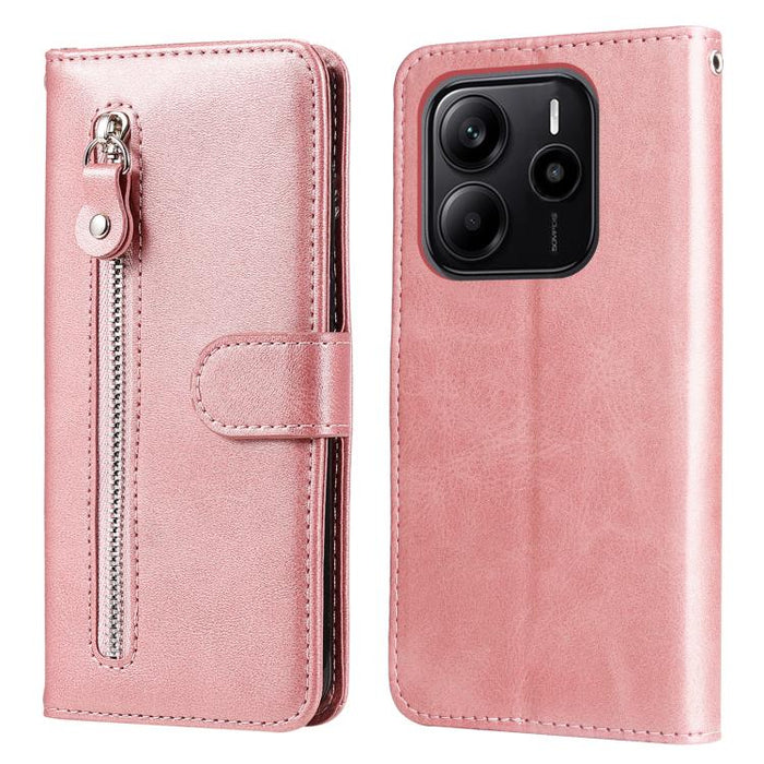 Funda para teléfono de cuero con cremallera y textura de becerro a la moda, For Redmi Note 14 4G 163.25mm Global, For Redmi Note 14 5G, For Redmi Note 14 Pro 5G / Note 14 Pro+ 5G, For Redmi 14C 4G, For Redmi K70 Ultra, For Redmi 13 4G / Redmi Note 13R