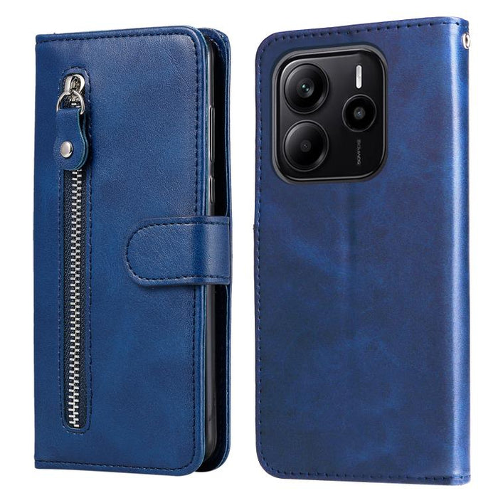 Funda para teléfono de cuero con cremallera y textura de becerro a la moda, For Redmi Note 14 4G 163.25mm Global, For Redmi Note 14 5G, For Redmi Note 14 Pro 5G / Note 14 Pro+ 5G, For Redmi 14C 4G, For Redmi K70 Ultra, For Redmi 13 4G / Redmi Note 13R
