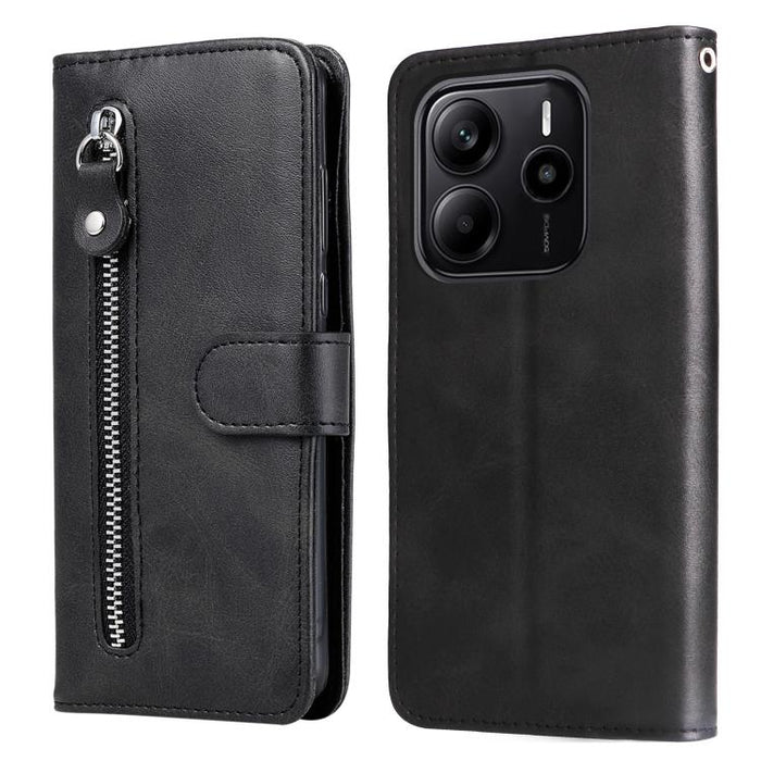 Funda para teléfono de cuero con cremallera y textura de becerro a la moda, For Redmi Note 14 4G 163.25mm Global, For Redmi Note 14 5G, For Redmi Note 14 Pro 5G / Note 14 Pro+ 5G, For Redmi 14C 4G, For Redmi K70 Ultra, For Redmi 13 4G / Redmi Note 13R