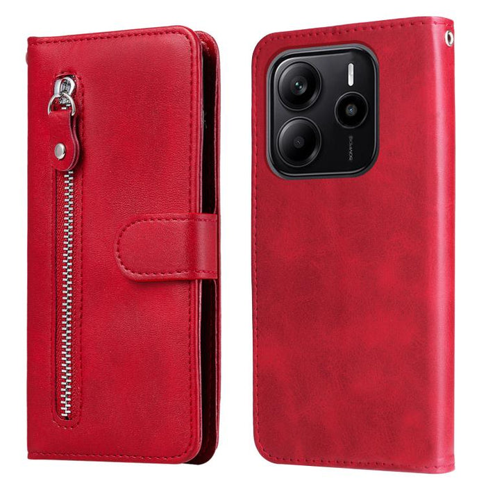 Funda para teléfono de cuero con cremallera y textura de becerro a la moda, For Redmi Note 14 4G 163.25mm Global, For Redmi Note 14 5G, For Redmi Note 14 Pro 5G / Note 14 Pro+ 5G, For Redmi 14C 4G, For Redmi K70 Ultra, For Redmi 13 4G / Redmi Note 13R