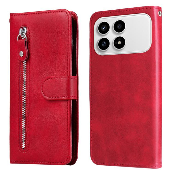 Funda para teléfono de cuero con cremallera y textura de becerro a la moda, For Redmi 15a 5G, For Redmi Turbo 5 Max 5G / Poco X8 Pro Max 5G, For Redmi Turbo 5 5G / Poco X8 Pro 5G, For Redmi Note 15 Pro+ 5G 163.3mm / Poco M8 Pro 5G                      ...