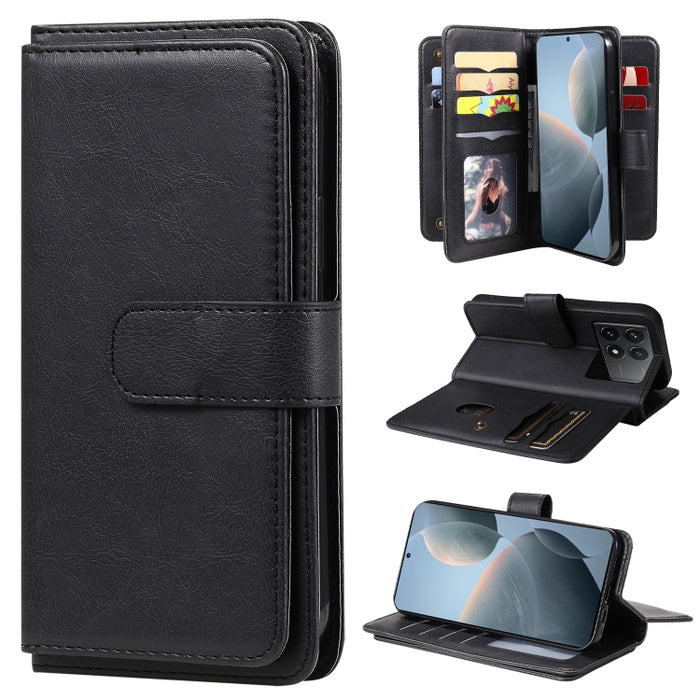 Cartera multifunción con 10 ranuras para tarjetas y funda de cuero para teléfono, For Xiaomi 17 Max 5G, For Xiaomi 17T Pro 5G Global, For Xiaomi 17T 5G Global, For Xiaomi 14T Pro, For Xiaomi 14T, For Xiaomi Poco F6, For Xiaomi Poco F6 Pro
