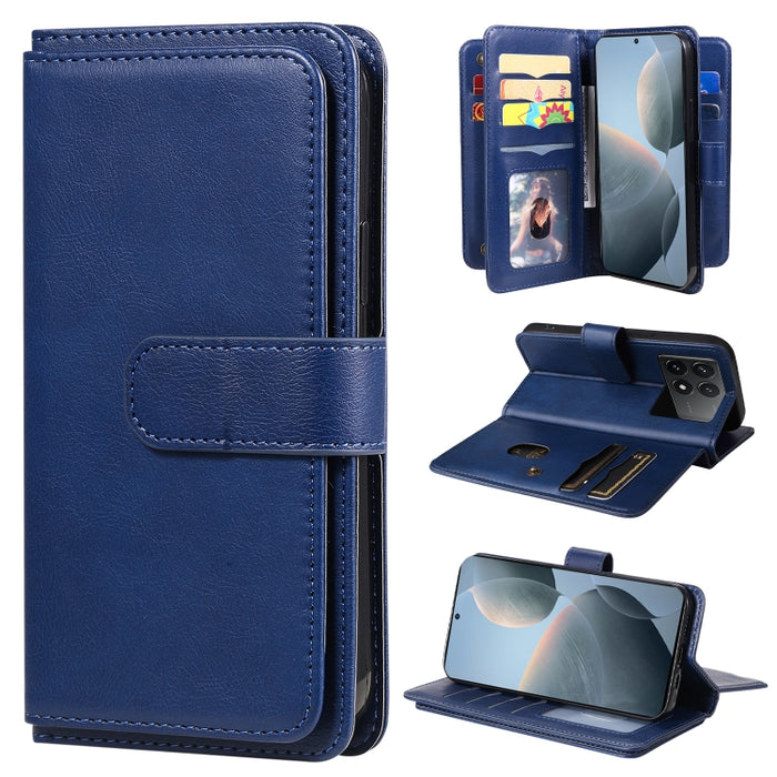 Cartera multifunción con 10 ranuras para tarjetas y funda de cuero para teléfono, For Xiaomi 17 Max 5G, For Xiaomi 17T Pro 5G Global, For Xiaomi 17T 5G Global, For Xiaomi 14T Pro, For Xiaomi 14T, For Xiaomi Poco F6, For Xiaomi Poco F6 Pro