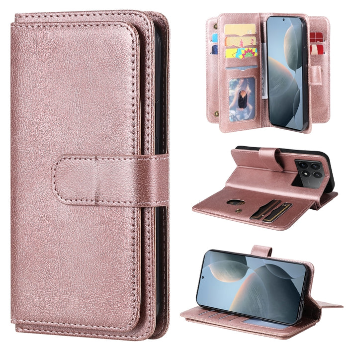 Cartera multifunción con 10 ranuras para tarjetas y funda de cuero para teléfono, For Xiaomi 17 Max 5G, For Xiaomi 17T Pro 5G Global, For Xiaomi 17T 5G Global, For Xiaomi 14T Pro, For Xiaomi 14T, For Xiaomi Poco F6, For Xiaomi Poco F6 Pro