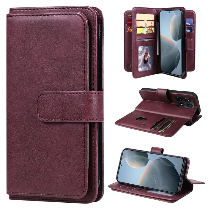 Cartera multifunción con 10 ranuras para tarjetas y funda de cuero para teléfono, For Xiaomi 17 Max 5G, For Xiaomi 17T Pro 5G Global, For Xiaomi 17T 5G Global, For Xiaomi 14T Pro, For Xiaomi 14T, For Xiaomi Poco F6, For Xiaomi Poco F6 Pro