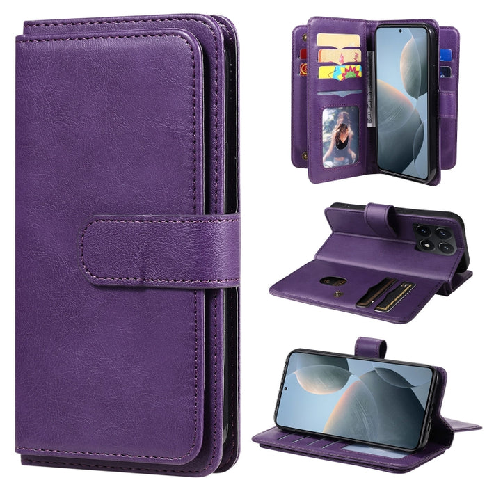 Cartera multifunción con 10 ranuras para tarjetas y funda de cuero para teléfono, For Xiaomi 17 Max 5G, For Xiaomi 17T Pro 5G Global, For Xiaomi 17T 5G Global, For Xiaomi 14T Pro, For Xiaomi 14T, For Xiaomi Poco F6, For Xiaomi Poco F6 Pro