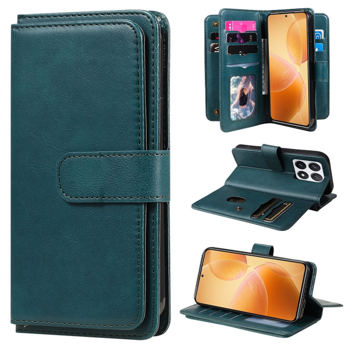 Cartera multifunción con 10 ranuras para tarjetas y funda de cuero para teléfono, For Xiaomi 17 Max 5G, For Xiaomi 17T Pro 5G Global, For Xiaomi 17T 5G Global, For Xiaomi 14T Pro, For Xiaomi 14T, For Xiaomi Poco F6, For Xiaomi Poco F6 Pro