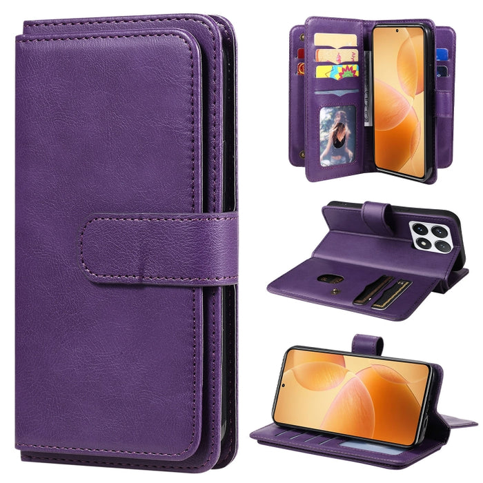 Cartera multifunción con 10 ranuras para tarjetas y funda de cuero para teléfono, For Xiaomi 17 Max 5G, For Xiaomi 17T Pro 5G Global, For Xiaomi 17T 5G Global, For Xiaomi 14T Pro, For Xiaomi 14T, For Xiaomi Poco F6, For Xiaomi Poco F6 Pro