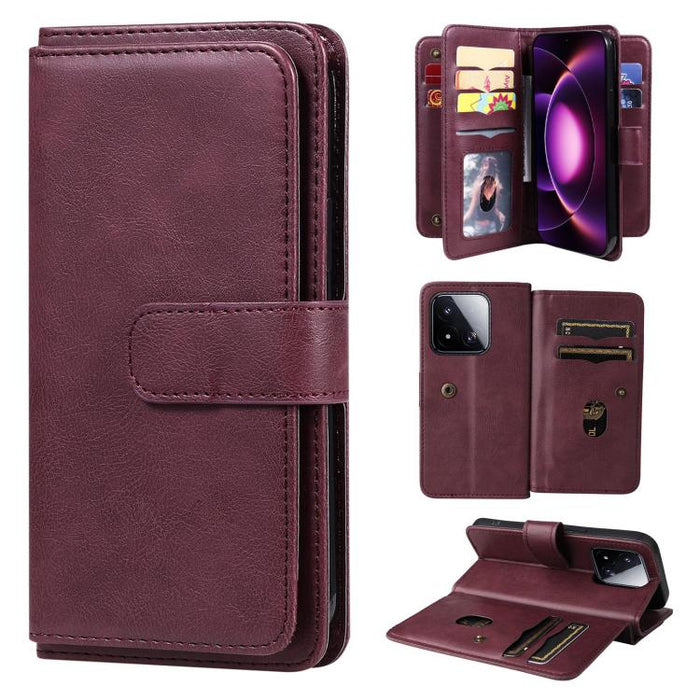 Cartera multifunción con 10 ranuras para tarjetas y funda de cuero para teléfono, For Xiaomi 17 Max 5G, For Xiaomi 17T Pro 5G Global, For Xiaomi 17T 5G Global, For Xiaomi 14T Pro, For Xiaomi 14T, For Xiaomi Poco F6, For Xiaomi Poco F6 Pro