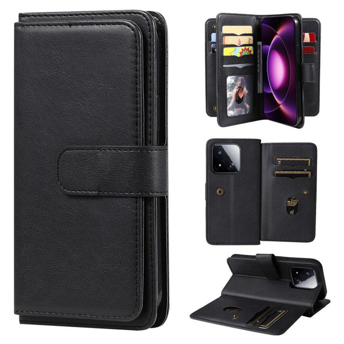 Cartera multifunción con 10 ranuras para tarjetas y funda de cuero para teléfono, For Xiaomi 17 Max 5G, For Xiaomi 17T Pro 5G Global, For Xiaomi 17T 5G Global, For Xiaomi 14T Pro, For Xiaomi 14T, For Xiaomi Poco F6, For Xiaomi Poco F6 Pro
