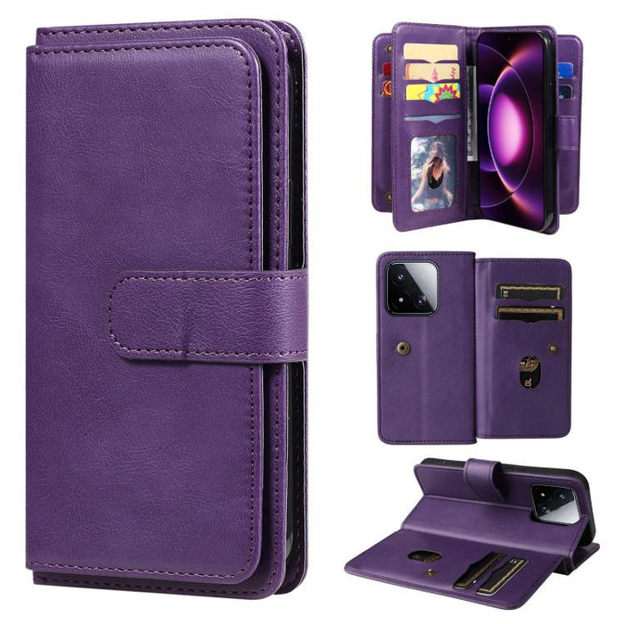 Cartera multifunción con 10 ranuras para tarjetas y funda de cuero para teléfono, For Xiaomi 17 Max 5G, For Xiaomi 17T Pro 5G Global, For Xiaomi 17T 5G Global, For Xiaomi 14T Pro, For Xiaomi 14T, For Xiaomi Poco F6, For Xiaomi Poco F6 Pro