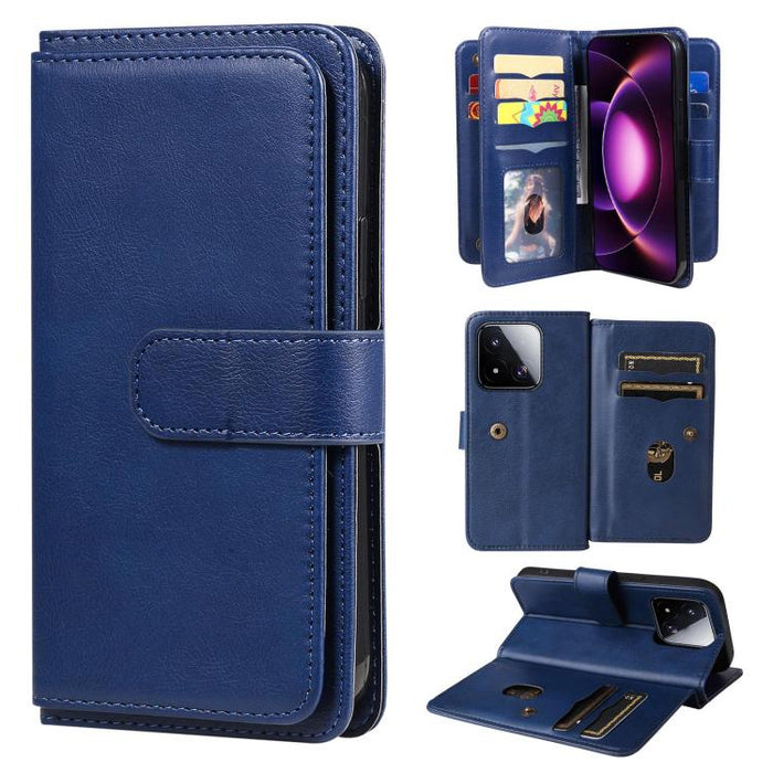 Cartera multifunción con 10 ranuras para tarjetas y funda de cuero para teléfono, For Xiaomi 17 Max 5G, For Xiaomi 17T Pro 5G Global, For Xiaomi 17T 5G Global, For Xiaomi 14T Pro, For Xiaomi 14T, For Xiaomi Poco F6, For Xiaomi Poco F6 Pro