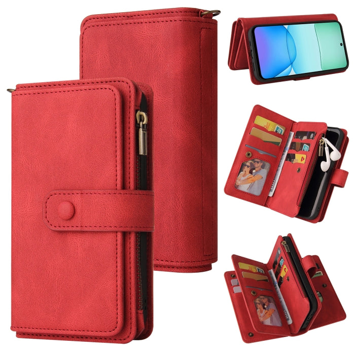 Funda de cuero para teléfono con cremallera y ranuras para múltiples tarjetas con tacto de piel, For Redmi Turbo 5 Max / Poco X8 Pro Max 5G, For Redmi Turbo 5 / Poco X8 Pro 5G, For Redmi Note 14 5G, For Redmi Note 14 Pro / 14 Pro+ 5G                   ...