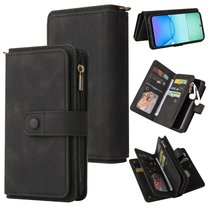 Funda de cuero para teléfono con cremallera y ranuras para múltiples tarjetas con tacto de piel, For Redmi Turbo 5 Max / Poco X8 Pro Max 5G, For Redmi Turbo 5 / Poco X8 Pro 5G, For Redmi Note 14 5G, For Redmi Note 14 Pro / 14 Pro+ 5G                   ...