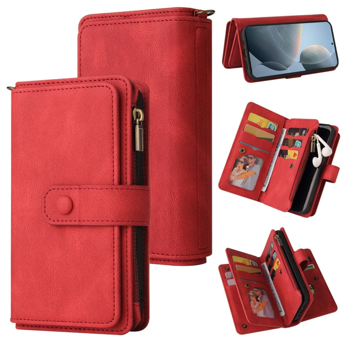 Funda de cuero para teléfono con cremallera y ranuras para múltiples tarjetas con tacto de piel, For Redmi Turbo 5 Max / Poco X8 Pro Max 5G, For Redmi Turbo 5 / Poco X8 Pro 5G, For Redmi Note 14 5G, For Redmi Note 14 Pro / 14 Pro+ 5G                   ...